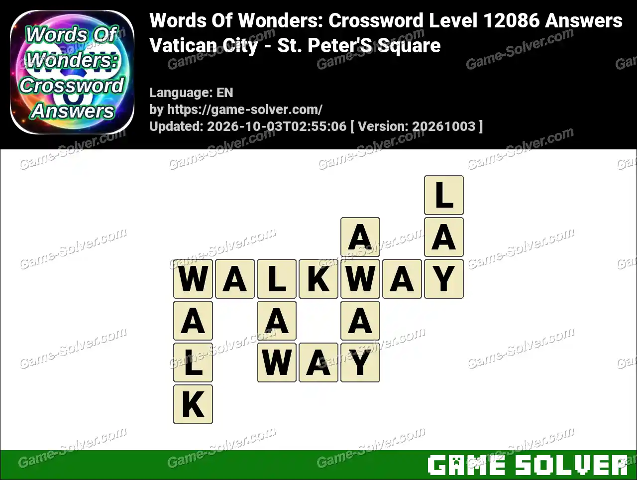 Words Of Wonders: Crossword Level 12086 Answers – Vatican City – St. Peter’S Square